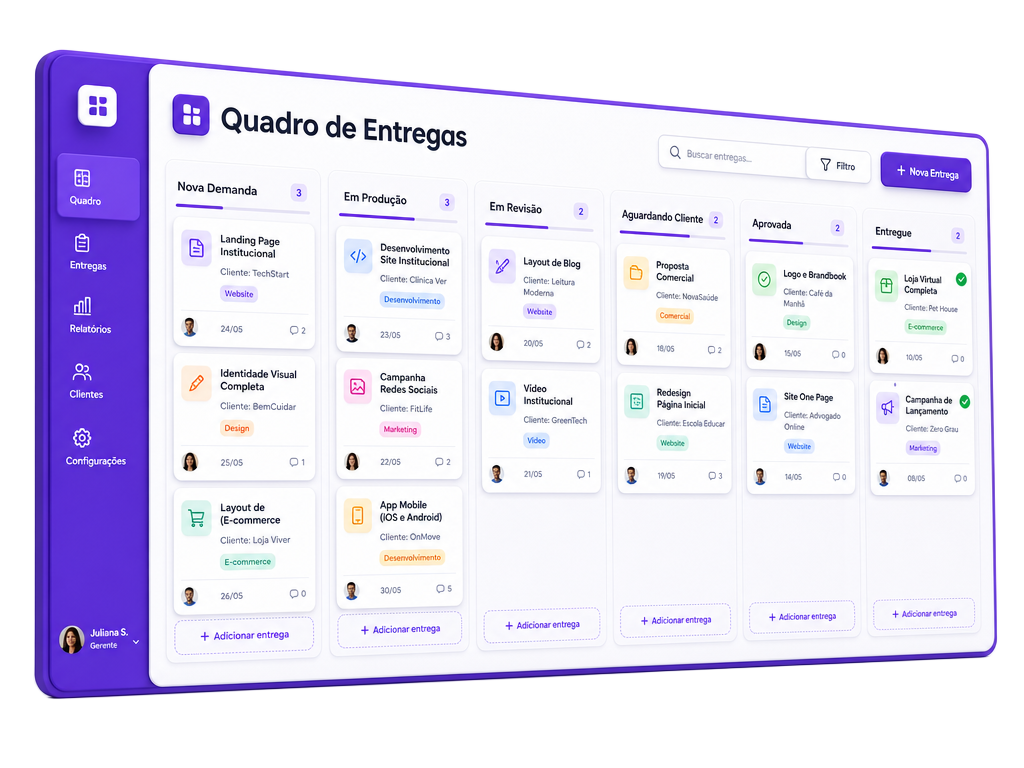Ilustração do quadro Kanban de entregas do MIDBox